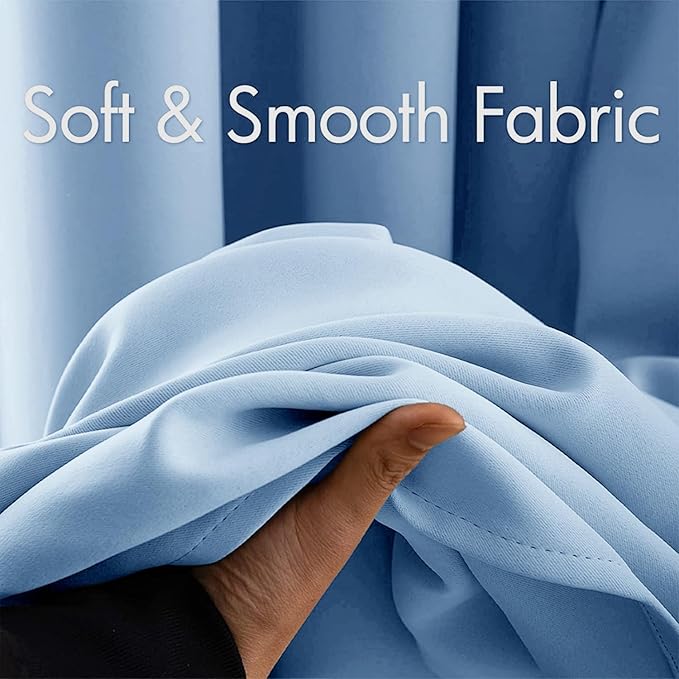 MIULEE Blackout Room Darkening Curtains Thermal Insulated Drapes Solid Window Treatment Set Grommet Top Light Blocking Curtain for Living Room/Bedroom 2 Panels 52 x 84 inch Length Sky Blue