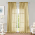 OWENIE Extra Long Gold Sheer Curtains 96 Inches Long 2 Panels Set, Soft Lightweight Airy Voile Sheer Curtain for Bedroom Living Room, Rod Pocket Solid Color Farmhouse Curtains, 59" Wx96 L Inch
