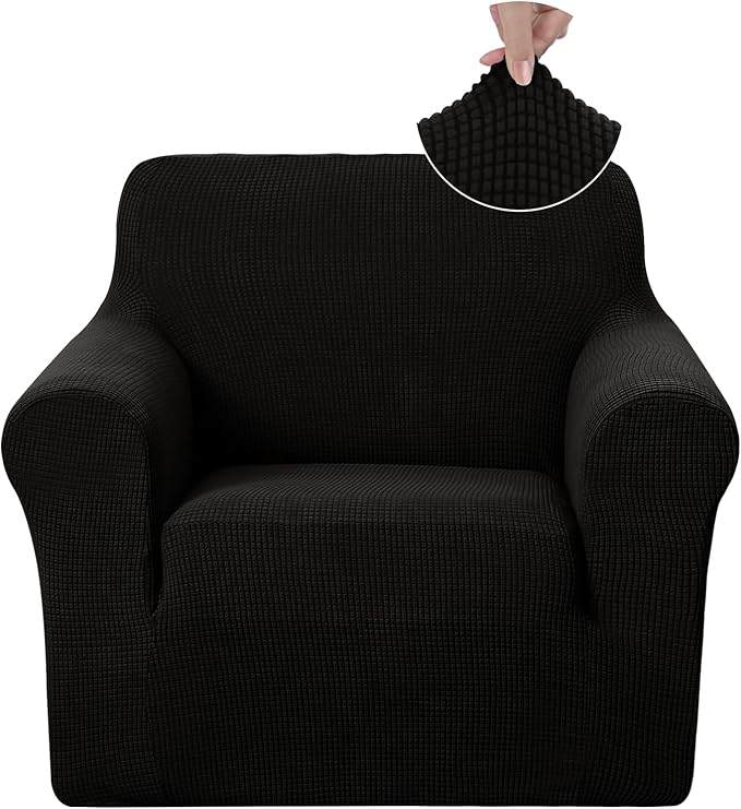 U-NICE HOME Recliner Chair Covers Stretch Couch Cover Sofa Cover Sofa Slipcover Furniture Protector for Chair Cover Pet Friendly(Armchair, Black)