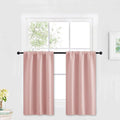 RYB HOME Blackout French Door Window Curtain Covering, Rod Pocket Thermal Insulated Privacy Non See Through Drapes for Bathroom Window, Width 29 by Length 45, Peach Blush, 2 Panels