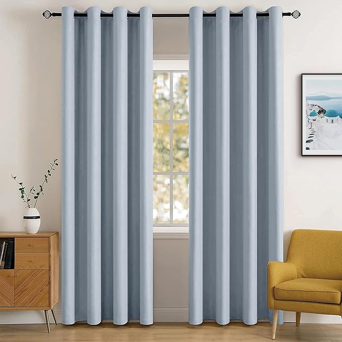 MIULEE Blackout Curtains for Bedroom Living Room Thermal Insulated Room Darkening Grommet Top Solid Light Blocking Drapery Set of 2 Window Panels 52 x 72 Inches Light Blue