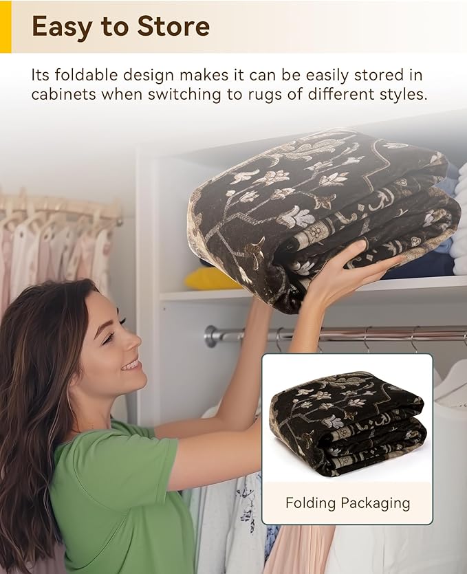 Area Rugs 2'x9' Runner Rug Non Slip Washable for Kitchen Hallway Bedroom Beside Laundry Room Bathroom Rug, Floor Carpet, Black Brown Neutral Dark Tan