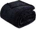 Exclusivo Mezcla Fleece Twin Size Blanket for Bed, 60x80 Inches Soft Cozy Jacquard Flannel Blankets, Lightweight Fuzzy Plush Warm for Women, Black