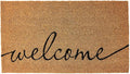 KANKUN Coco Coir Door Mat with Heavy Duty Backing, Welcome Doormat (17" x 30"), Doormat Entrance (Welcome1-1Pack)
