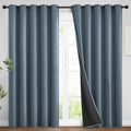 Yakamok 100% Blackout Lined Panels, Room Darkening Thermal Insulated Blackout Curtains for Bedroom, Heat Blocking Drapes for Living Room(62Wx96L, Stone Blue, 2 Panels)