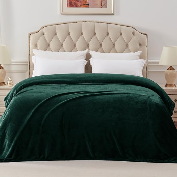 Exclusivo Mezcla Fleece Blanket Twin Size for Bed, Super Soft and Warm, All Season, Cozy, Plush, Lightweight, 60x80 Inches Forest Green