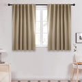 Deconovo Blackout Curtains for Kitchen Window Back Tab and Rod Pocket Curtains Room Darkening Curtains 52Wx45L Inch Khaki 2 Panels