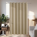 Joydeco Blackout Patio Sliding Door Curtains 108 Inches Long, Grommet Privacy Room Divider Curtains, Extra Wide Thermal Blackout Drapes for Bedroom Living Room (Light Beige, 80Wx108L, 1 Panel)