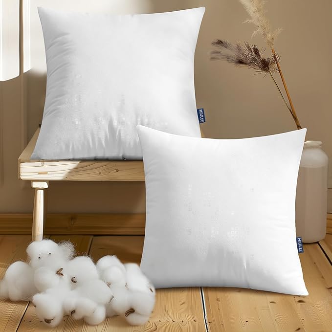 MIULEE Set of 2 Throw Pillow Inserts 20x20 Inches, Nowoven Decorative Pillow Inserts for Living Room (Pack of 2)