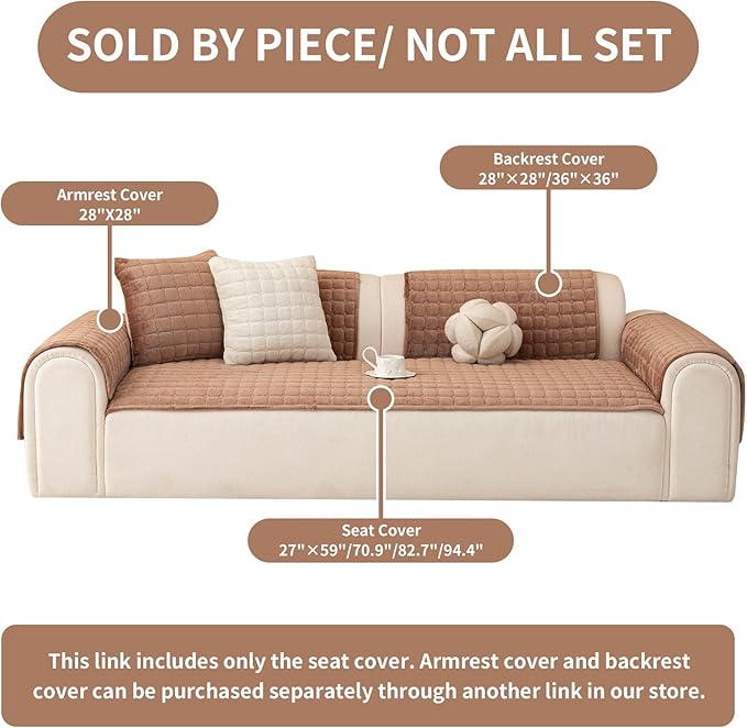Velvet Couch Covers for Dogs, Dog Sectional Couch Covers, Pet Couchs Cover for 3-4 Seater, Couchs Protector for Dogs, Sectional Sofa Cover for Pet Washable(1PC,Dark Brown,27.6"×82.7")