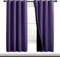 NICETOWN Lilac Purple Full Shade Curtain Panels, Pair of Thermal Insulated & Energy Efficiency Blackout Curtains for Living Room Windows, Lined Silky Performance Window Dressing (46" Wide x 72" Long)