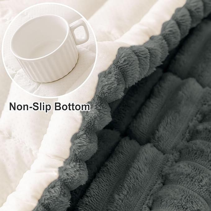 hyha Couch Covers for Dogs Washable, Non Slip Plush Dog Sofa Protectors, Fuzzy Pet Couch Covers for 3 Cushion Sofa Pet Friendly (Dark Grey, 27.6" x 88")