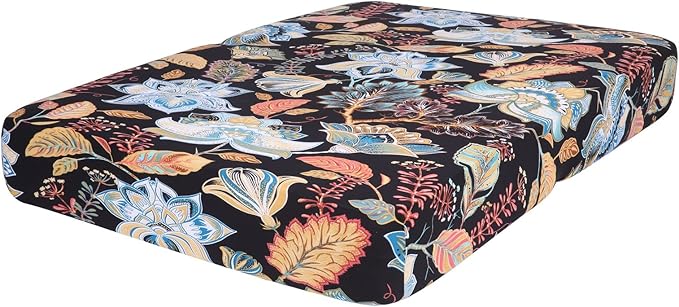 hyha Printed Couch Cushion Covers, Floral Sofa Covers Washable for 2 Cushion Couch, Stretch Pattern Outdoor Cushion Covers for Patio Furniture with Elastic Bottom(Medium, Floral)
