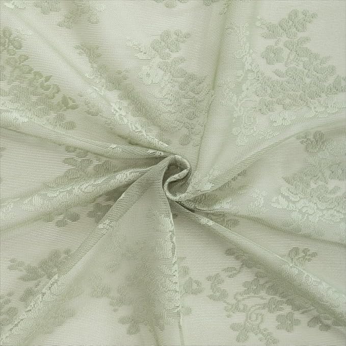 YJ YANJUN Vintage Lace Curtains 24 Inch Length- Boho Short Cafe Curtains for Small Window Light Filtering Scalloped Edges Sheer Drapes for Bathroom Basement Each 26x24 Inch 2 Panels