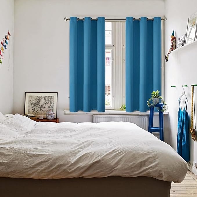 BGment Blackout Curtains - Grommet Thermal Insulated Room Darkening Bedroom and Living Room Curtains, Set of 2 Panels (38 x 54 Inch, Steel Blue)