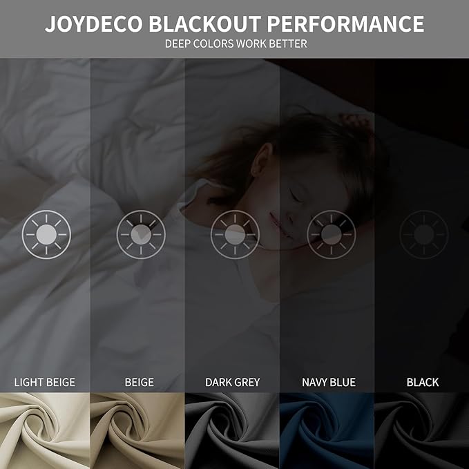 Joydeco Blackout Curtains 72 Inch Length 2 Panels Set, Thermal Insulated Long Curtains& Drapes 2 Burg, Room Darkening Grommet Drapes for Bedroom Living Room Window (Greyish White, W52 x L72 Inch)
