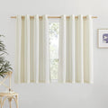 NICETOWN Linen Blend Kitchen Window Curtains Over Sink, Grommet Short Curtains for Small Window Thick Flax Linen Weave Privacy Added for Cafe/Bathroom, Off White, W55 x L36, 2 Panels