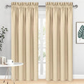 DWCN Blackout Curtains for Living Room Thermal Insulated, Energy Saving & Noise Reducing Bedroom Curtains, Beige, W 70x L 84 Inch, Set of 2 Rod Pocket Curtain Panels