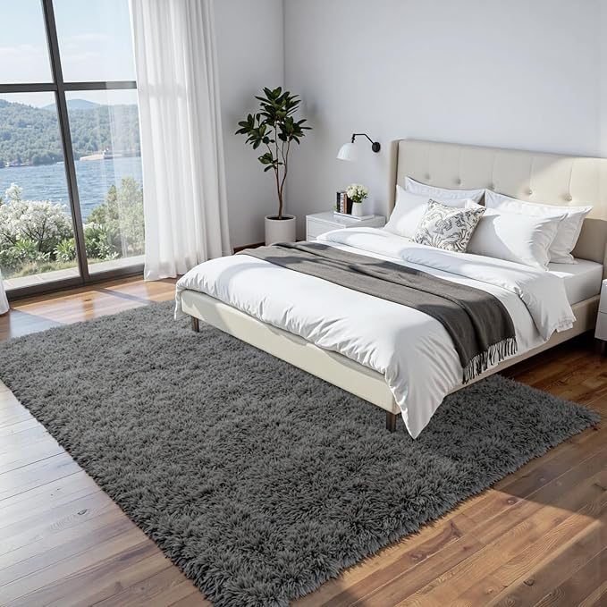 6x9 Area Rugs for Living Room Rug: Soft Fluffy Shag Gray Rugs for Bedroom, Non-Slip Large Fuzzy Plush Rug Indoor Floor Carpet for Nursery Kids Boys Girls Room, Dorms, Playroom, Modern Home Decor