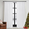 RYB HOME Pure White Velvet Curtains 96 inches for Bedroom - Luxury Light Reducing Vertical Drapes Simple Home Decoration for Sliding Door Living Room, W52 x L96, 2 Pieces