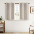 Topfinel 45 Inches Long Boho Linen Curtains Tiers for Small Window 2 Panels Set Thermal Saving Short Drapes for Kitchen Bathroom Curtain Hook Belt Pleated Back Tab Natural Linen(W52 xL45)
