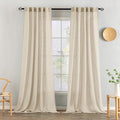 MIULEE Linen Curtains 96 Inch Length 2 Panels for Bedroom Living Room, Soft Thick Linen Textured Back Tab Window Drapes Semi Sheer Light Filtering Rod Pocket Modern Farmhouse Decor