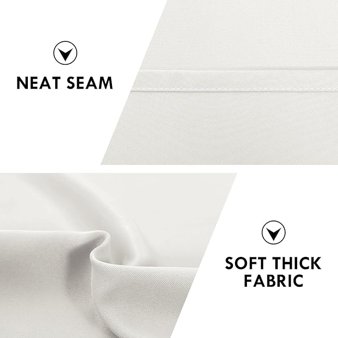 DWCN Blackout Curtains for Living Room Thermal Insulated, Energy Saving & Noise Reducing Bedroom Curtains, Ivory, W 70x L 63 Inch, Set of 2 Rod Pocket Curtain Panels