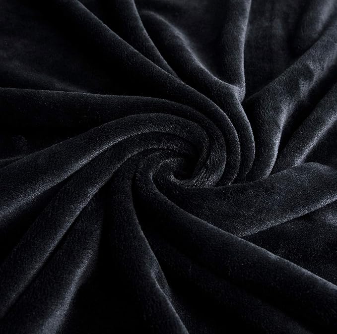 TASTHROW Large Flannel Fleece Throw Blanket, 90×90 Inch - Cozy Lightweight Thick Blanket - All Seasons Suitable for Women, Men and Kids (Black)