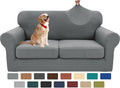 XINEAGE 2026 New 3 Pieces Couch Covers for 2 Cushion Sofa Super Stretch Loveseat Slipcover Pet Dog Universal Slip Cover Anti Slip Love Seat Furniture Protector (Light Gray, 55"-69")