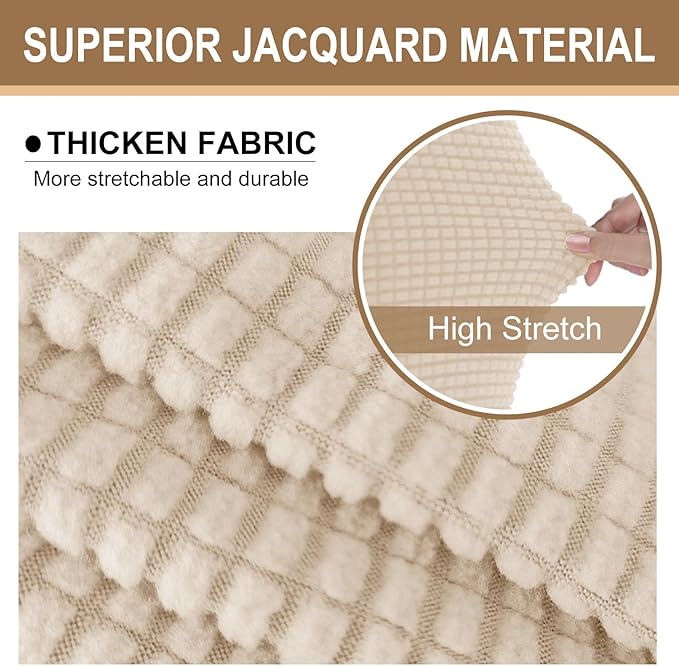 U-NICE HOME Stretch Futon Cover Armless Bed Slipcover - Soft Jacquard Fabric Washable for Pet Friendly, Beige