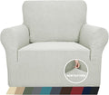 ZNSAYOTX 1 Piece Jacquard Chair Slipcovers for Living Room High Stretch Chair Covers with Arms Anti Slip Pets Friendly Couch Sofa Armchair Cover Furniture Protector (Small, Ivory)