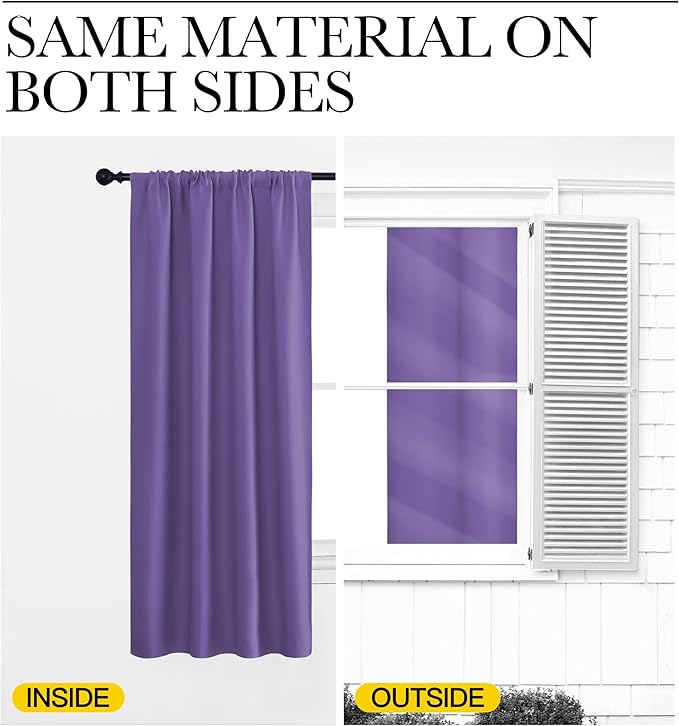 NICETOWN RV Blackout Curtains for Camper Windows, Lilac Purple, 34" x 36", Set of 2, Kitchen Curtains, Short Blackout Drapes, Thermal Insulated Rod Pocket Window Treatment Draperies for Nursery