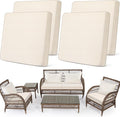 Newwiee Set of 4 Stretch Patio Cushion Covers Sofa Couch Seat Chair Slipcovers Cushion Cover Replacement Furniture Protector for Pets Washable(Beige,Seat Cover,Solid)