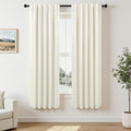 Pitalk Natural Cream Linen Blackout Curtains 64 Inch Length 2 Panels for Bedroom Living Room Black Out Linen Textured Window Drape Privacy Decorative Back Tab Rod Pocket Burlap Look Decor 42 x 64 Long