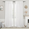 Nanspring White Linen Curtains 90 Inches Long for Bedroom Back Tab Light Filtering Privacy Sheer Curtain Modern Farmhouse Coastal Decor White Cotton Textured Gauze Curtain 2 Panel Set 70x90