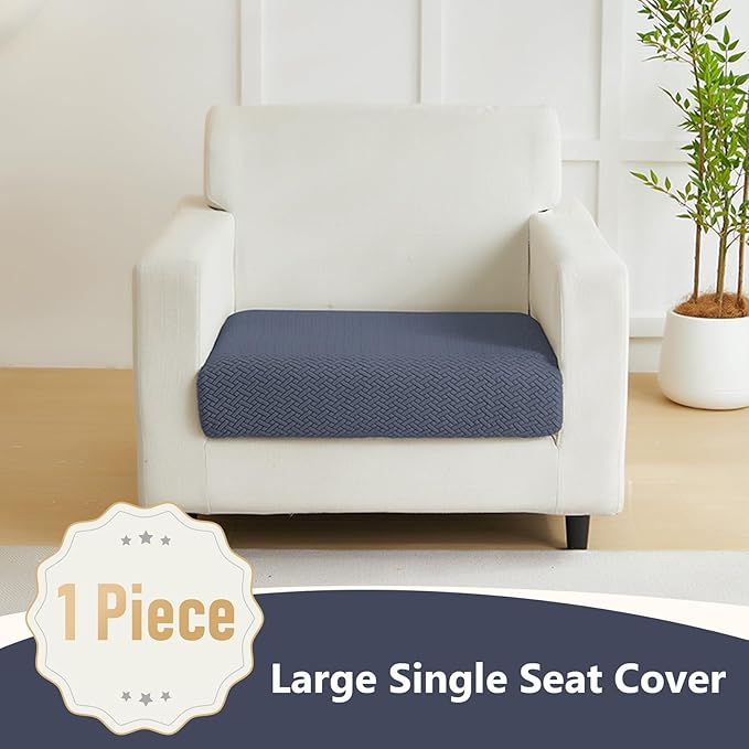 Couch Cushion Covers for Sofa Couch Covers Wear-Resistant Universal Sofa Cover Washable Stretch for Sectional Slipcovers (Texture-Gray Blue,Large Single Seat Cover)