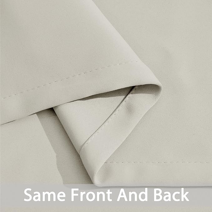 Yakamok Blackout Curtains Room Darkening Thermal Insulated Window Panels,Solid Grommet Top Drapes for Bedroom/Living Room(70Wx84L, Light Beige, 2 Panels)