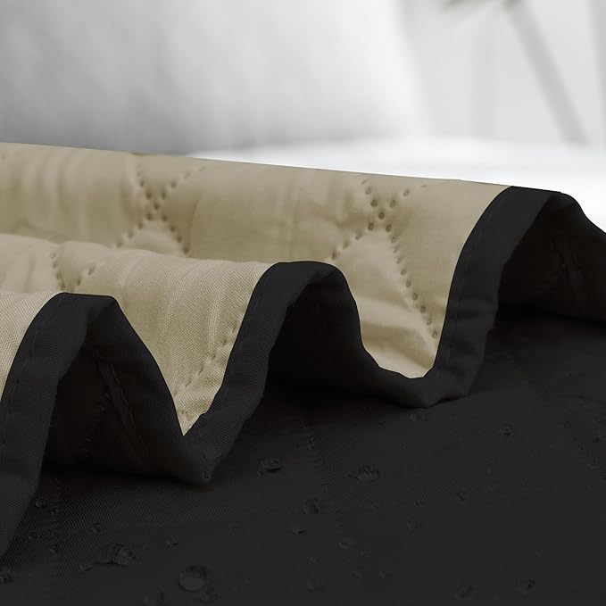 Easy-Going Sectional Couch Covers for Dogs L Shape Sofa Cover Reversible Sofa Slipcover Chaise Lounge Cover Furniture Protector Cover for Pets Dog Cat (30 x 50 inches, Black/Beige)