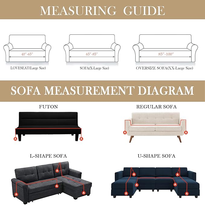 HANDONTIME Khaki Loveseat Covers Couch Cover for Dogs Cats Solid Sofa Covers for 3 Cushion Couch Machine Washable Couch Covers for Sectional Sofa L Shape Chenille Sofa Slipcover Soft, 71" X134"