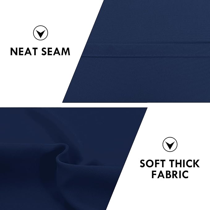 DWCN Navy Blue Blackout Curtains for Bedroom 72 Inches Long 2 Panels Set Window Drapes Thermal Insulated Room Darkening Rod Pocket Curtains for Kids Boys Room (W38 x L72 Inch, Navy Blue)