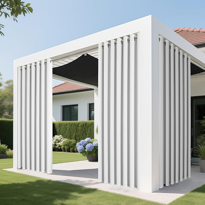 Joydeco Blackout Patio Sliding Door Curtains 96 Inches Long, Grommet Privacy Room Divider Curtains, Extra Wide Thermal Blackout Drapes for Bedroom Living Room (Pure White, 60Wx96L, 1 Panel)
