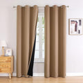 ChrisDowa 100% Blackout Curtains 72 inch Long for Bedroom with Black Liner, 2 Thick Layers Total Blackout Thermal Insulated Grommet Window Curtains 2 Panels Set (Cappuccino, 42 x 72 Inch)
