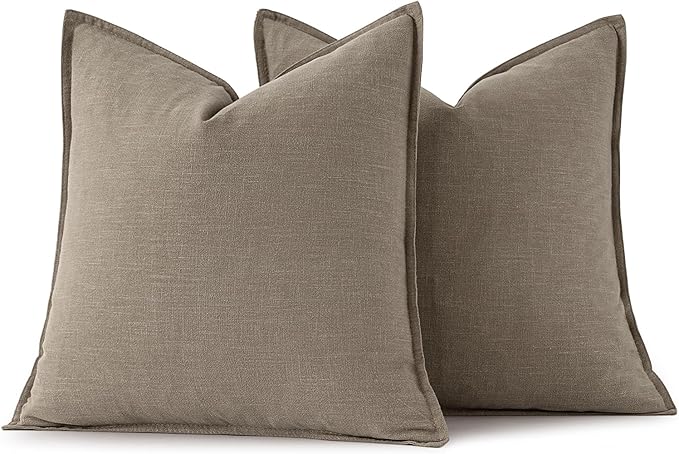 MIULEE Decorative Linen Pillow Covers 20x20 Inch Tan TaupeBoho Farmhouse Neutral Winter Couch Throw Pillows for Bed Pack of 2 Accent Modern Pillowcase Sofa Livingroom Home Decor