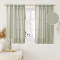 LAMIT 45 Inch Length Linen Curtains for Small Window, Semi Sheer Light Filtering Panels Back Tab and Rod Pocket Neutral Drapes for Bedroom, Sage Grey, 2 Panels, 34 x 45 Inch