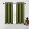 NICETOWN Bedroom Curtain Panels Blackout Draperies, Thermal Insulated Solid Grommet Blackout Drapes for Christmas Decoration (1 Pair, 42 by 45-Inch, Olive Green)