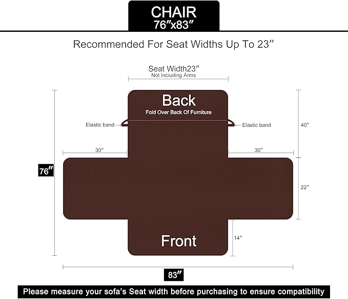 U-NICE HOME Recliner Chair Covers Reversible Chair Cover Pet Covers for Dogs with Elastic Straps Water Resistant Diamond Quilted (23''Armchair, Taupe/Taupe)