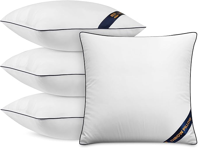 Utopia Bedding Throw Pillow Inserts (Pack of 4, White), 20 x 20 Inches Decorative Indoor Pillows for Sofa, Bed, Couch, Cushion Sham Stuffer