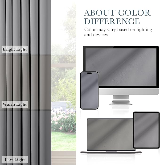 PONY DANCE Blackout Curtains for Bedroom, Room Darkening 96 inch Curtains 2 Panel Set, Thermal Insulated Drapes for Living Room Window Treatment, Back Tab/Rod Pocket, 52 x 96 Inch, Silver Grey