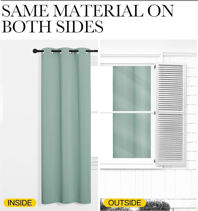 NICETOWN Modern Blackout Curtains Noise Reducing, Seafoam, 2 Panels, W42 x L54, Thermal Insulated and Privacy Room Darkening Drape Panels for Boy's Guest Room Door Small Short Window