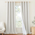 NICETOWN 100% Absolutely Blackout Linen Curtains with Thermal Insulated White Liner, Natural, W52, 2 Pieces, Noise Reducing Textured Linen Look Curtains for Windows 108 inch Length for Classroom